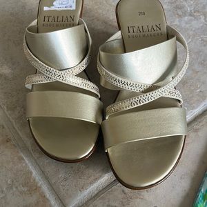 Italian shoemaker wedges gold